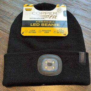 Copper Fit Workgear Rechargeable LED Beanie 3 light settings,reflective strip OS